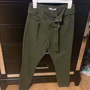 Green jean high waisted pants